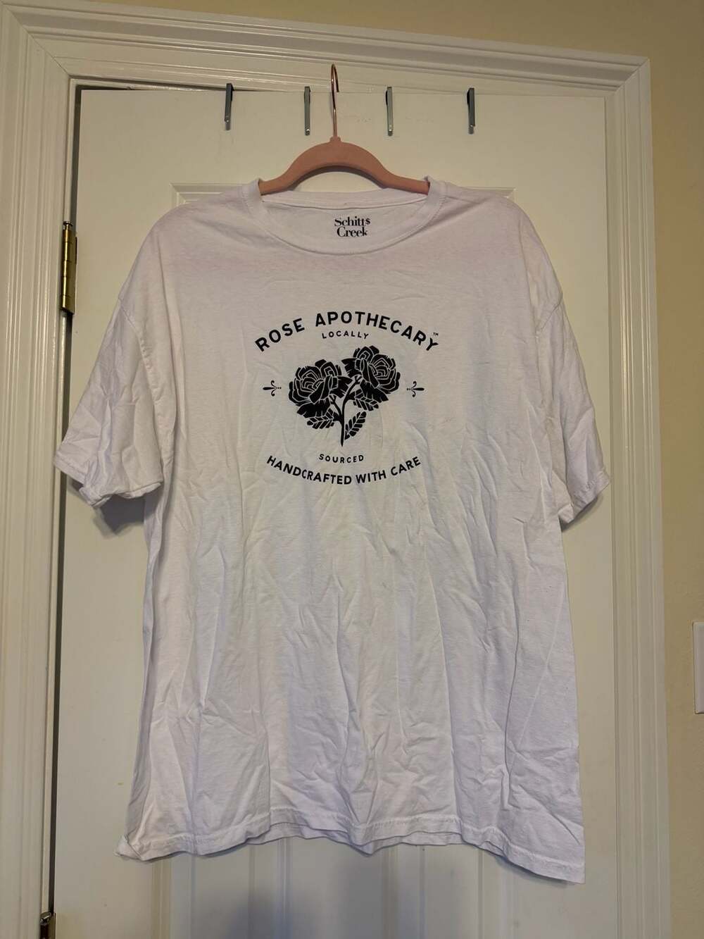 Schitt's Creek Rose Apothecary Locally Sourced Handcrafted Graphic White T-Shirt